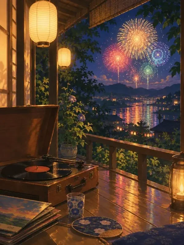 花火与旧唱片封面